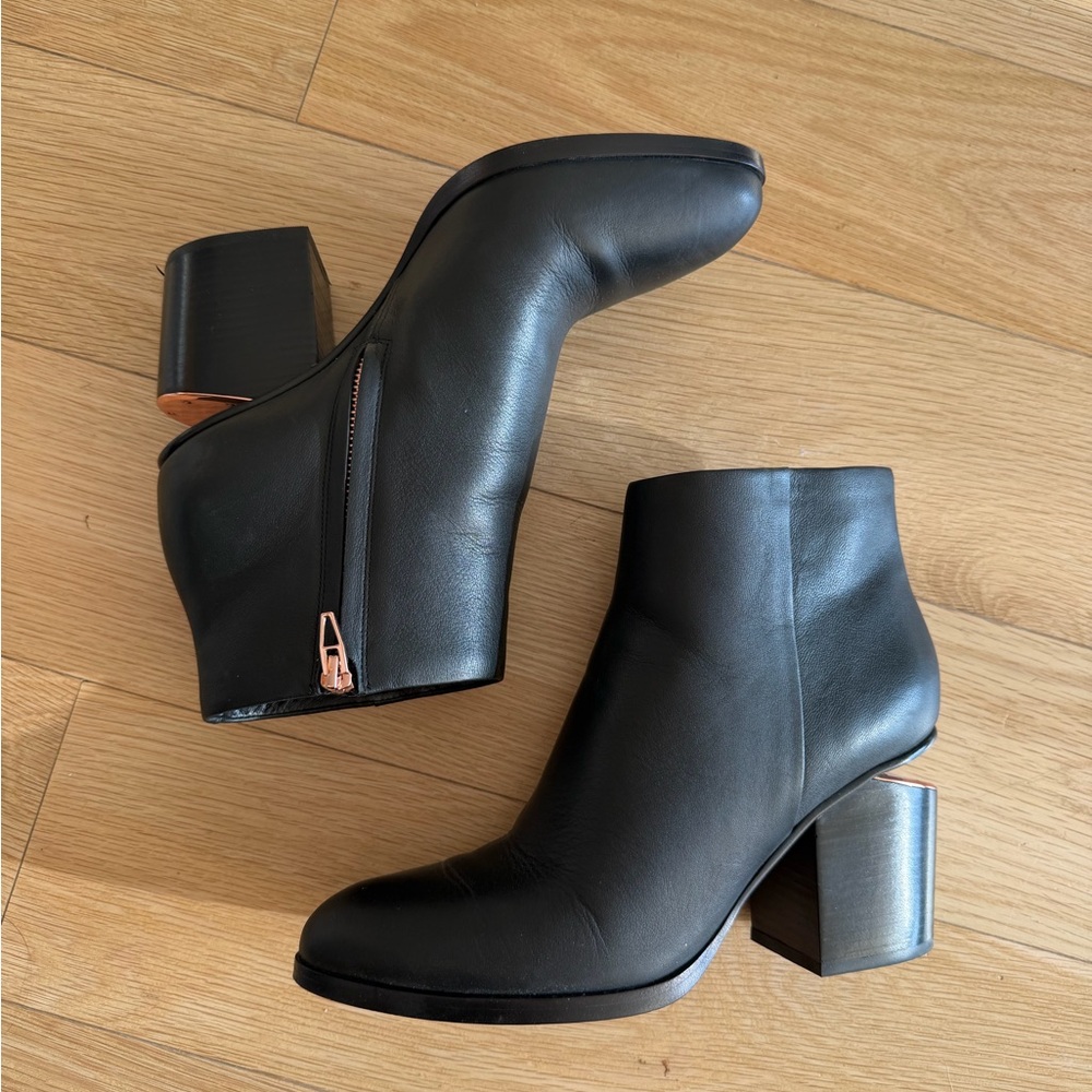 Alexander Wang Gabi Black Leather Ankle Cutout Detail Booties